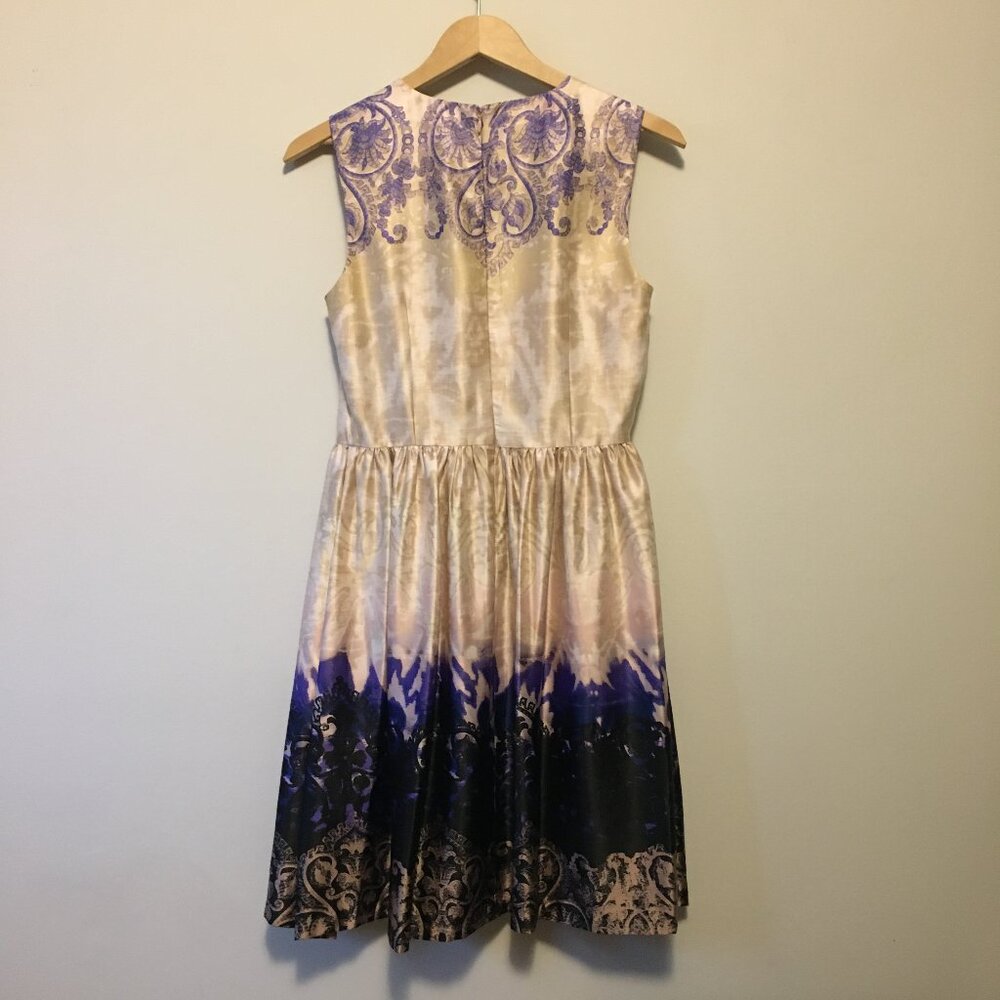 Prom Pink & Purple Satiny Damask Rococo A-Line Dress - Size 0 - Picture 4 of 16